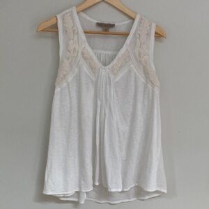 Vintage America White Lace Detail Tank Top Size M